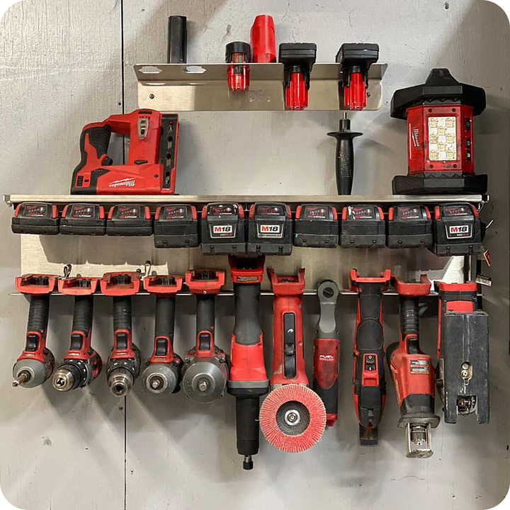 DES Cordless Tool Storage Combo Rack Organize Tools, Batteries, Chargers!