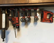 Load image into Gallery viewer, DES Cordless Tool Storage Rack, Garage Organization for Drills, Drivers, Saws
